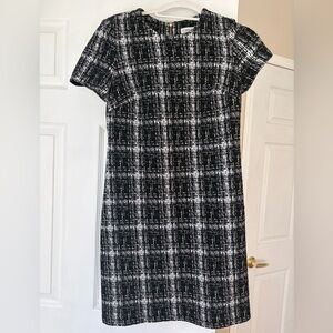 Calvin Klein Black and White Plaid Midi Dress